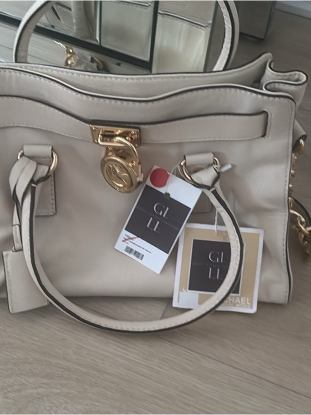 Michael Kors Cream Satchel with Gold-Tone Hardware